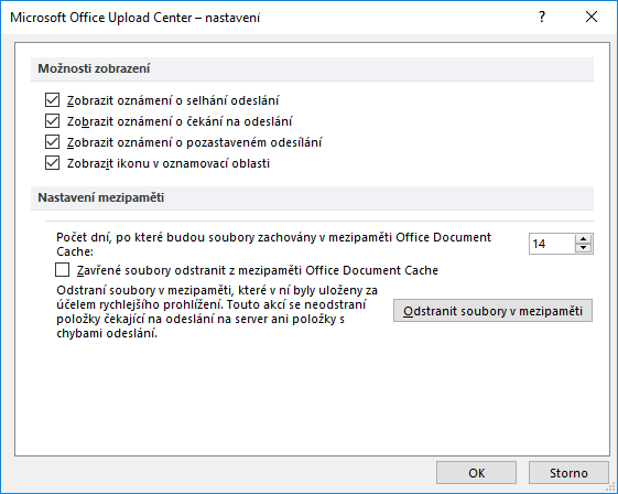 Jak zakázat Microsoft Office Upload Center - @365tipu