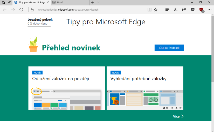 Co je nového v Edge ve Windows 10 Creators Update