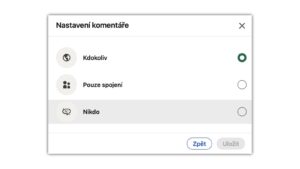 TIP#2896: Jak na Linkedin omezit komentáře pod vlastním příspěvkem