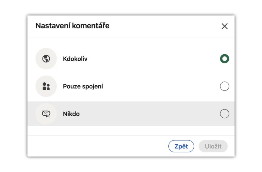 TIP#2896: Jak na Linkedin omezit komentáře pod vlastním příspěvkem